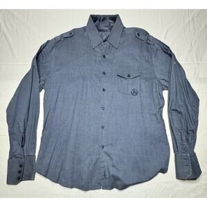 Fender Custom Shop Men's‎ Blue Graphic Print Back Button Up Shirt - Size XL